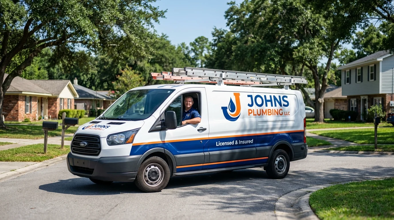 Johns Plumbing LLC service van in Piedmont, AL