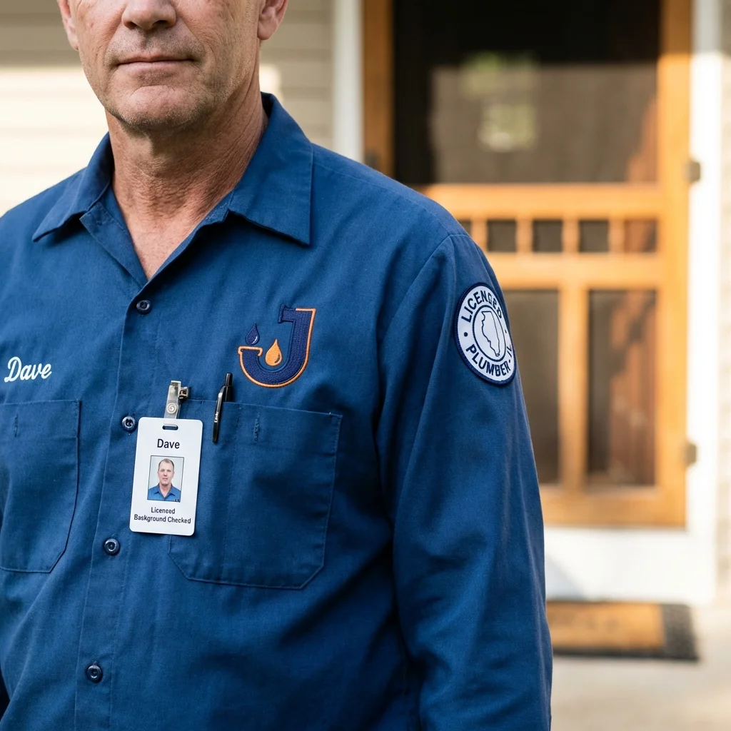 Licensed plumber showing ID badge in Piedmont, AL